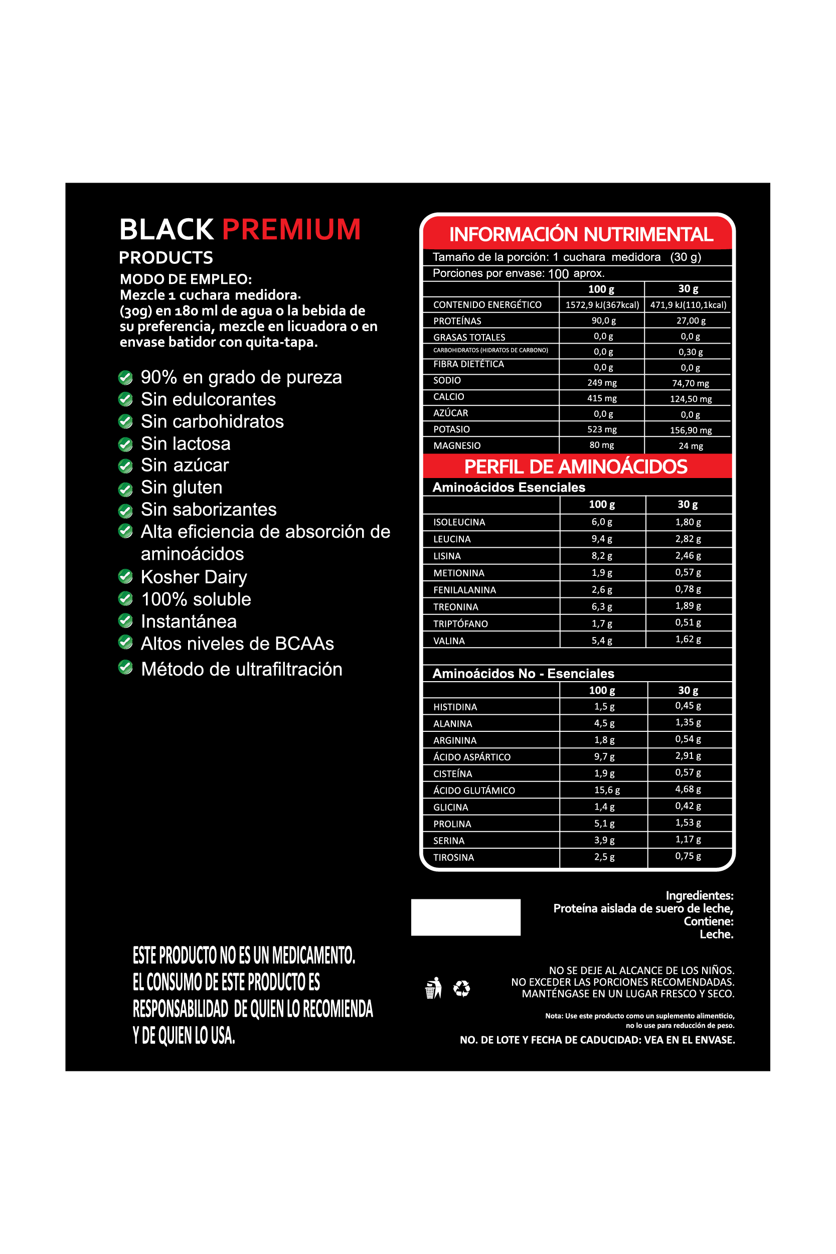 Black Premium | Suplementos Alimenticios en Polvo | Proteínas | Bundle | Colágeno, Proteína, Creatina, Aminoácidos BCAAS