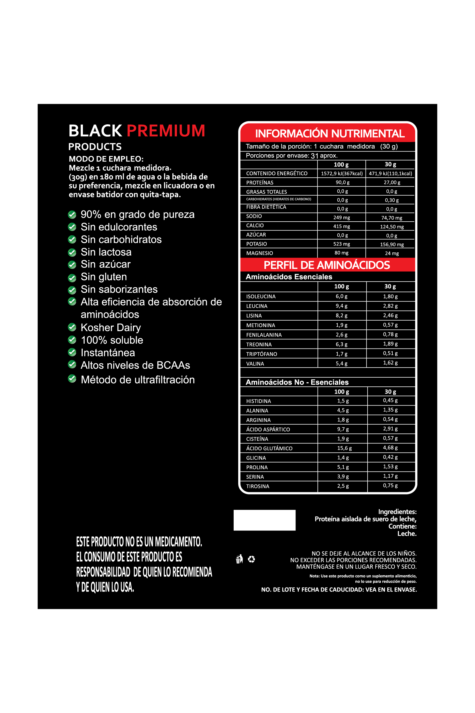 Black Premium | Suplementos Alimenticios en Polvo | Proteínas | Bundle | Colágeno, Proteína, Creatina, Aminoácidos BCAAS