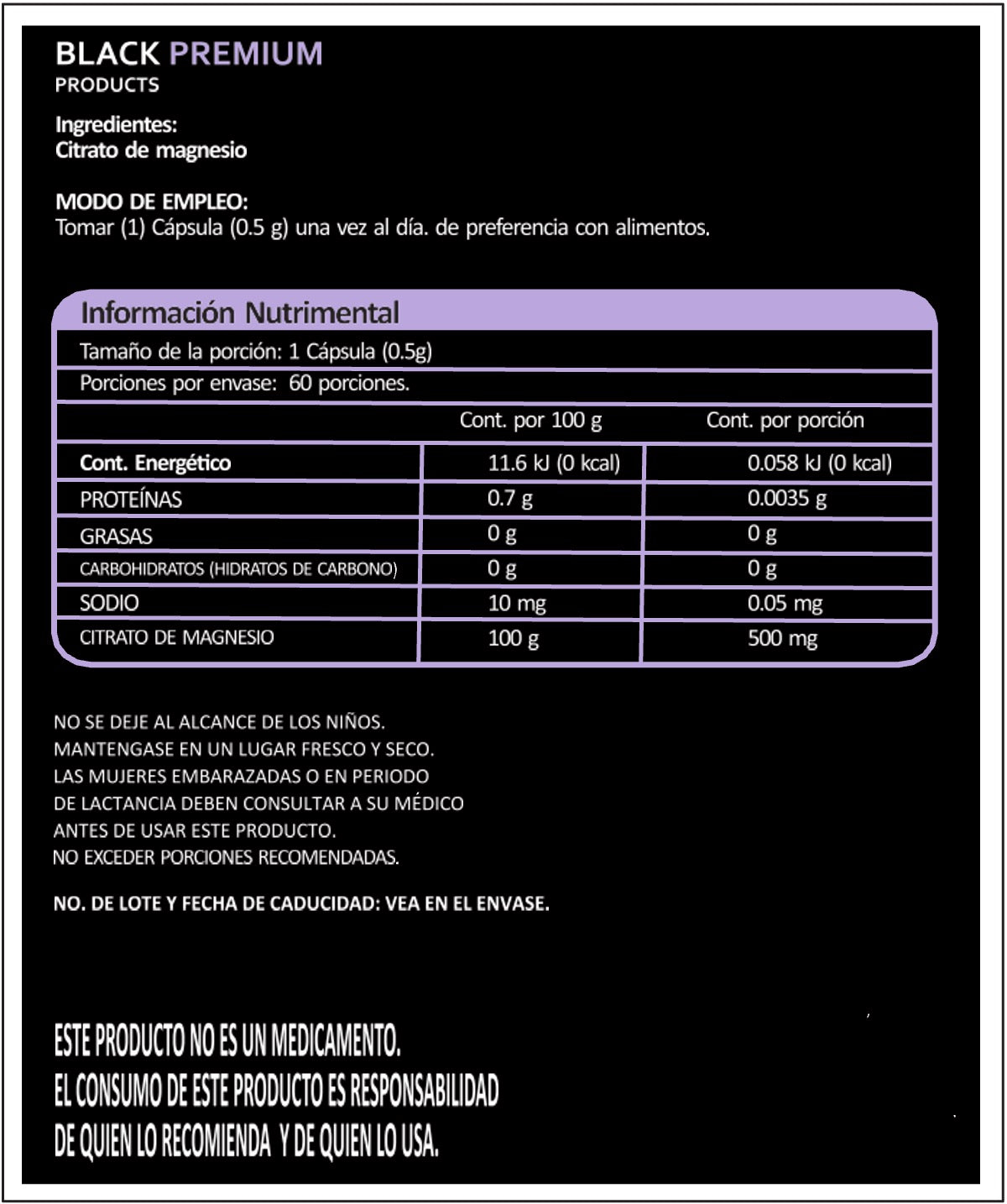 Citrato de Magnesio Blackpremium