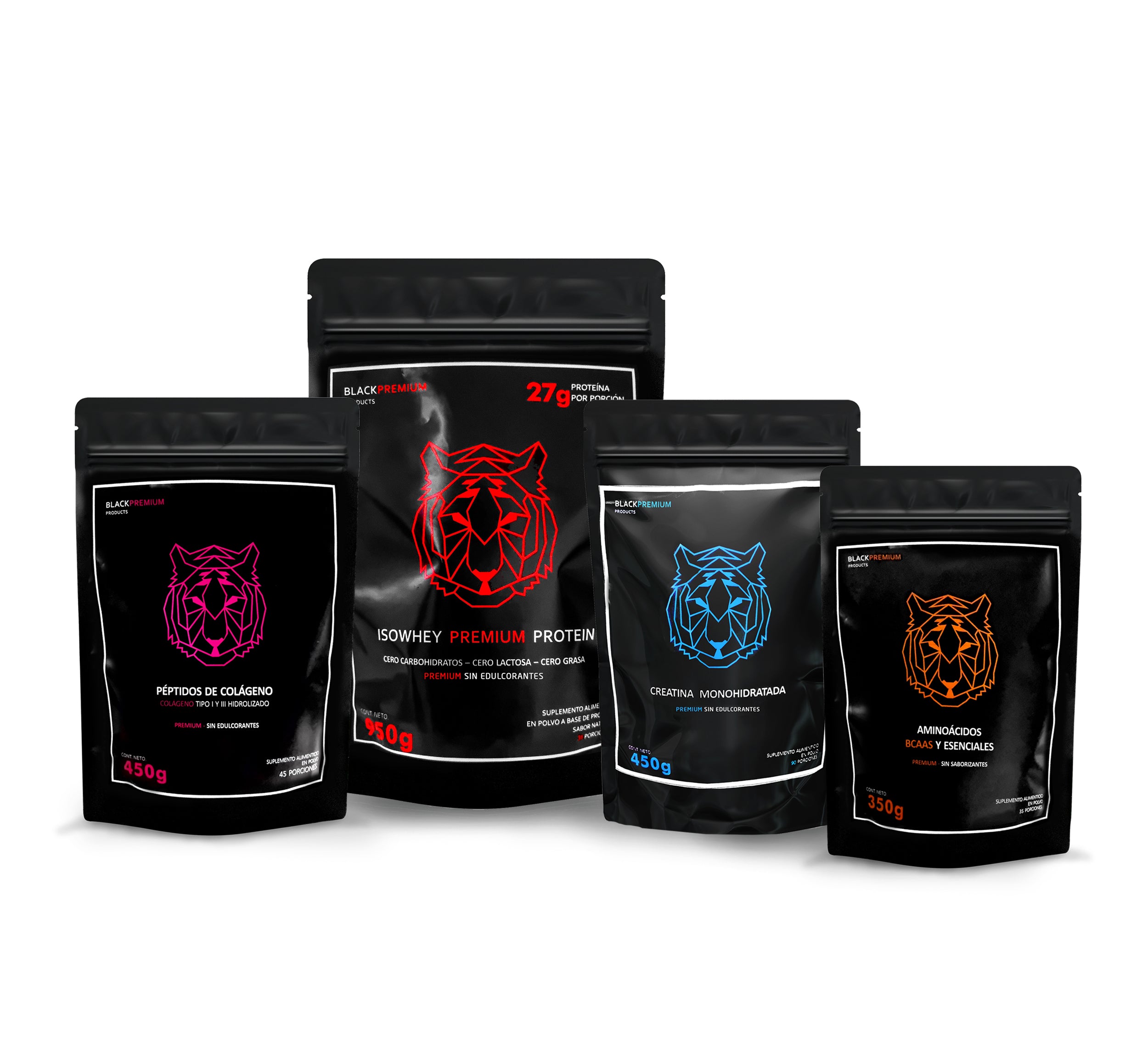 Black Premium | Suplementos Alimenticios en Polvo | Proteínas | Bundle | Colágeno, Proteína, Creatina, Aminoácidos BCAAS