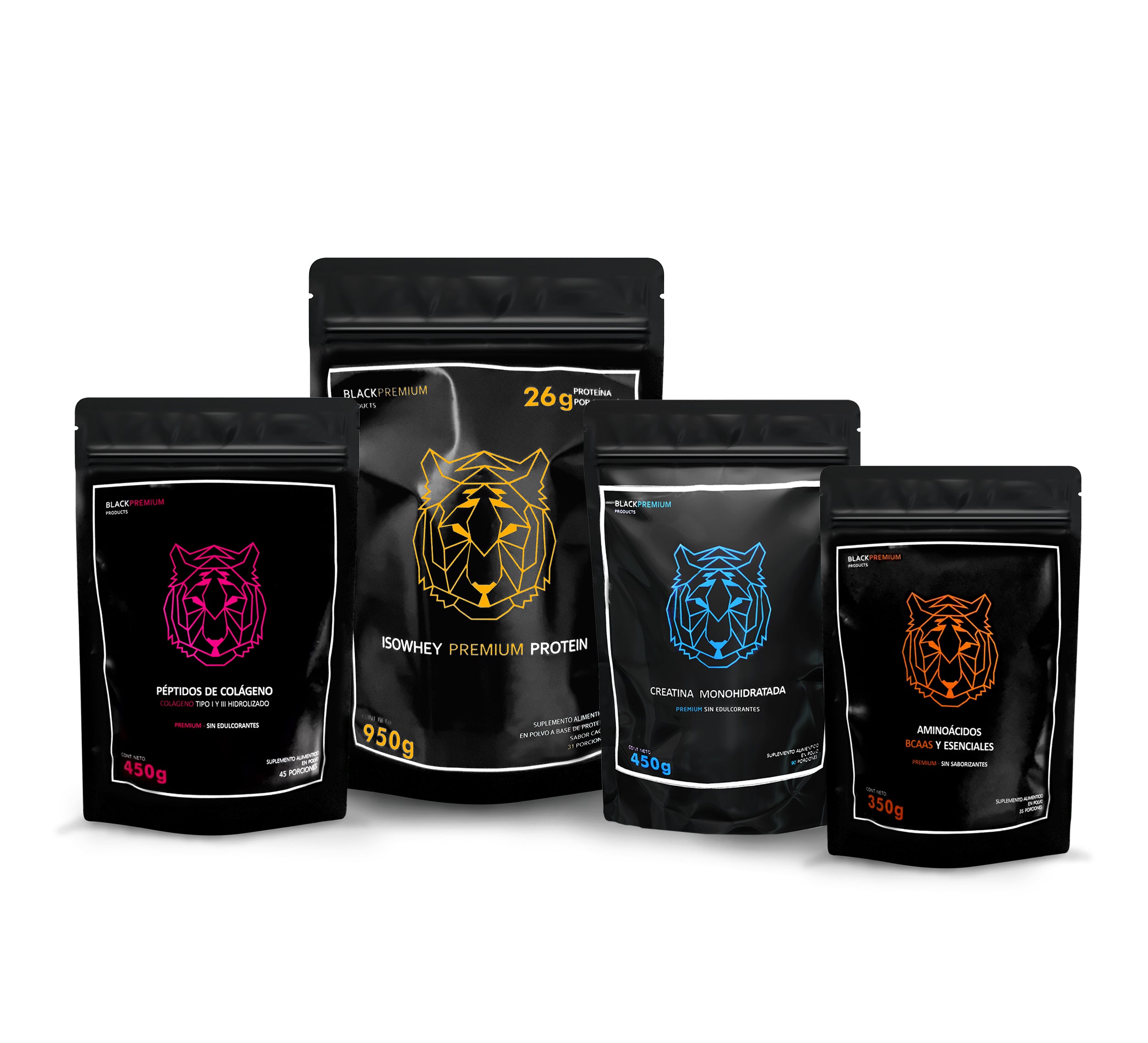 Black Premium | Suplementos Alimenticios en Polvo | Proteínas | Bundle | Colágeno, Proteína, Creatina, Aminoácidos BCAAS