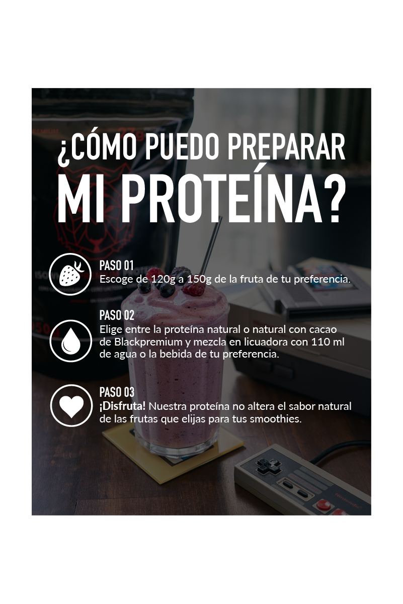Proteína con Cacao Natural 950 gramos | Black Premium | Suplemento Alimenticio en Polvo | Proteína aislada de suero de leche con cacao