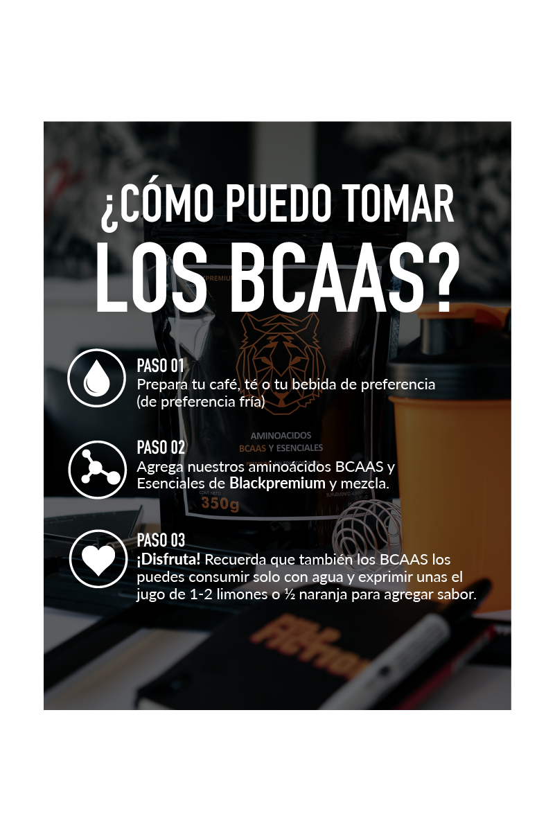 Aminoácidos BCAAS y esenciales 350 gramos | Black Premium | Suplemento Alimenticio en Polvo | L-Isoleucina, L-Leucina, L-Lisina, L-Metionina, L-Fenilalanina, L-Treonina, L-Valina, L-Histidina.