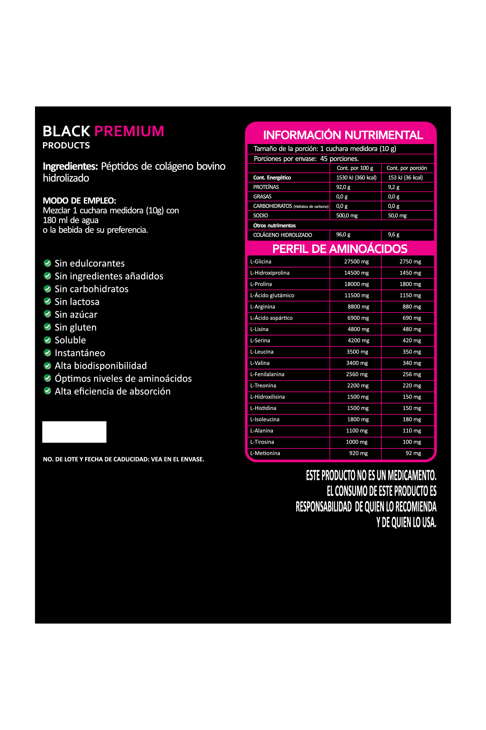 Black Premium | Suplementos Alimenticios en Polvo | Proteínas | Bundle | Colágeno, Proteína, Creatina, Aminoácidos BCAAS 